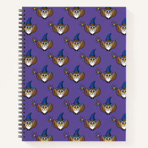 Cute Merlin the Wizard Owl Cartoon Notebook
