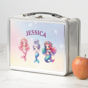Cute Mermaid 4Th Grade Personalised Name Metal Lunch Box