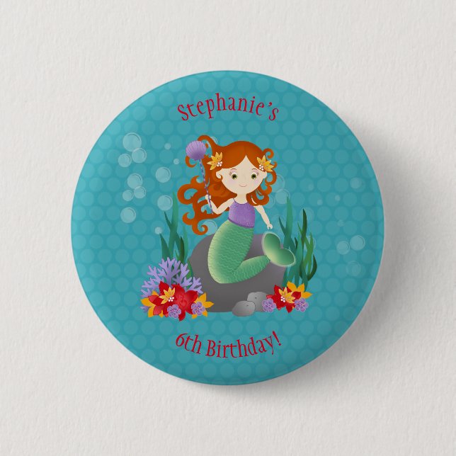 Cute Mermaid 6 Cm Round Badge (Front)