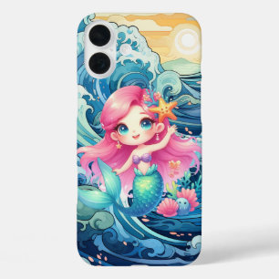 Cute Mermaid add name  iPhone 16 Plus Case