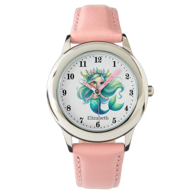 Cute mermaid add name  watch (Front)