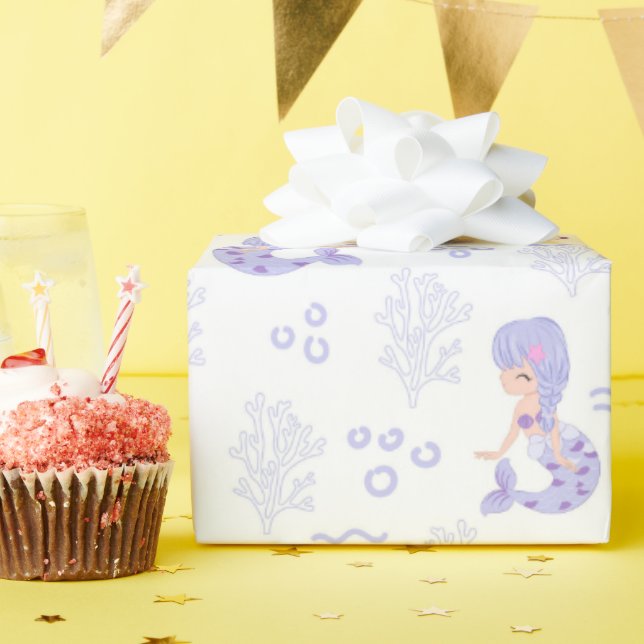 Cute Mermaid Adventure Wrapping Paper (Birthday Party)