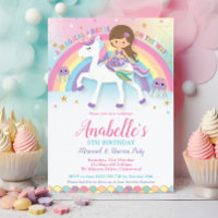 Cute Mermaid and Unicorn Rainbow Birthday 
