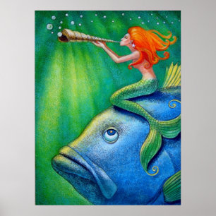 Cute Mermaid Art Poster