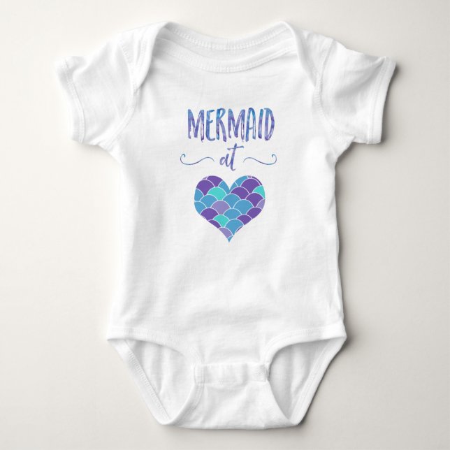 Cute Mermaid at Heart Baby Bodysuit (Front)