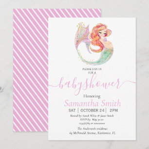 CUTE MERMAID BABY SHOWER ANNOUNCEMENT