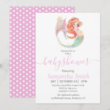 CUTE MERMAID BABY SHOWER Inviation