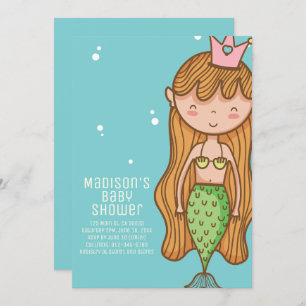 Cute Mermaid Baby Shower Invitation