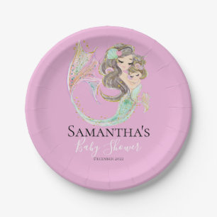 Cute MERMAID BABY SHOWER UNDER THE SEA Paper Plate