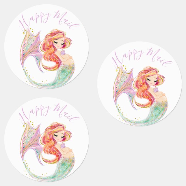 CUTE MERMAID BABY SHOWER white  Labels (Group)
