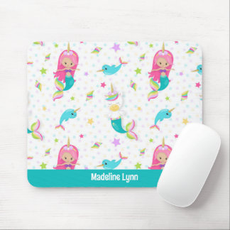Cute Mermaid Beach Girl Personalised Kids Mouse Pad