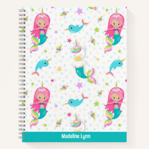 Cute Mermaid Beach Girl Personalized Kids Notebook