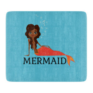Cute Mermaid (Beautiful Black Girl) Cutting Board