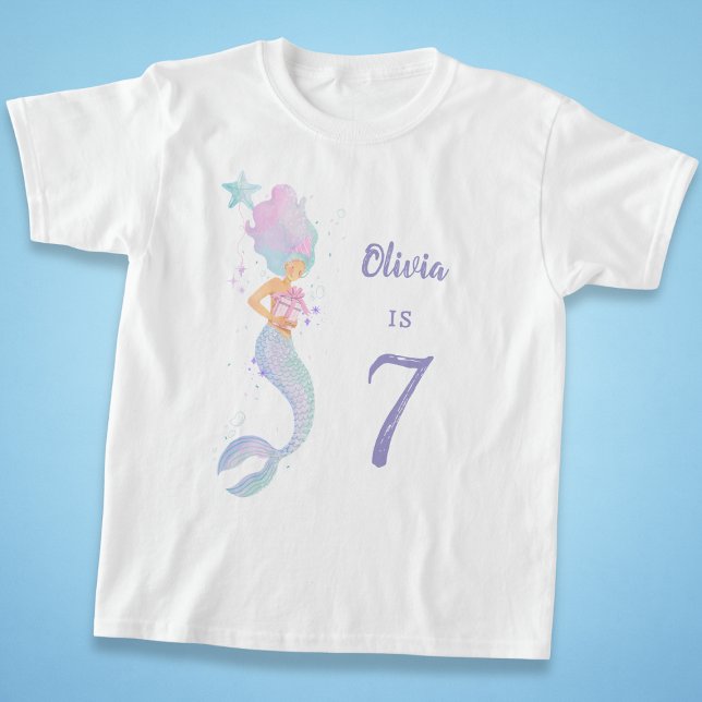 Cute Mermaid Birthday Girl Shirt Age 7 (Creator Uploaded)