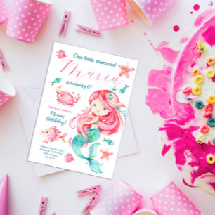 Cute Mermaid Birthday Invitation