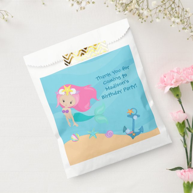 Cute Mermaid Birthday Party Custom Kids Favour Bag (Sealed)