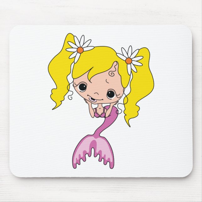 Cute Mermaid Cartoon Graphic Mouse Pad (Front)