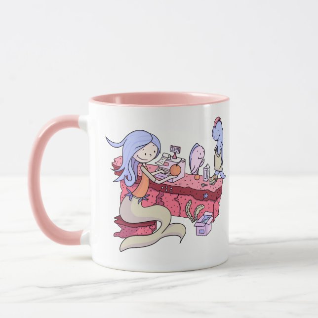 Cute Mermaid Cashier Personalised Mug (Left)