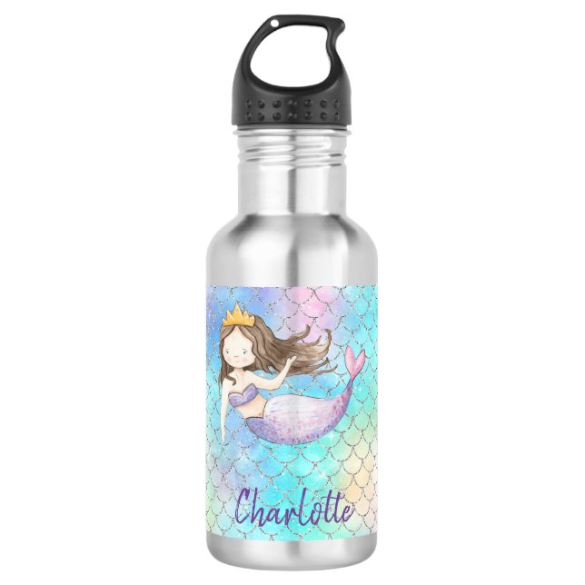 Cute Mermaid Custom Name 710 Ml Water Bottle (Front)
