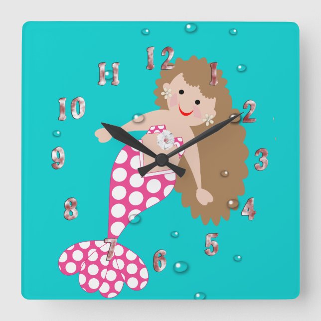 Cute Mermaid Decor Wall Clock (Front)