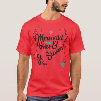 Cute Mermaid Gifts Mermaid Kisses amp Starfish Wis T-Shirt