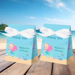 Cute Mermaid Girl Beach Custom Kids Birthday Party Favour Box