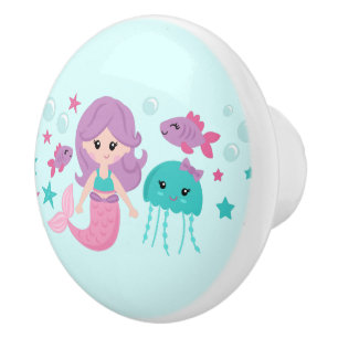 Cute Mermaid Girl Ceramic Knob