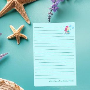 Cute Mermaid Girl Custom Teal Lined Beach Post-it Notes