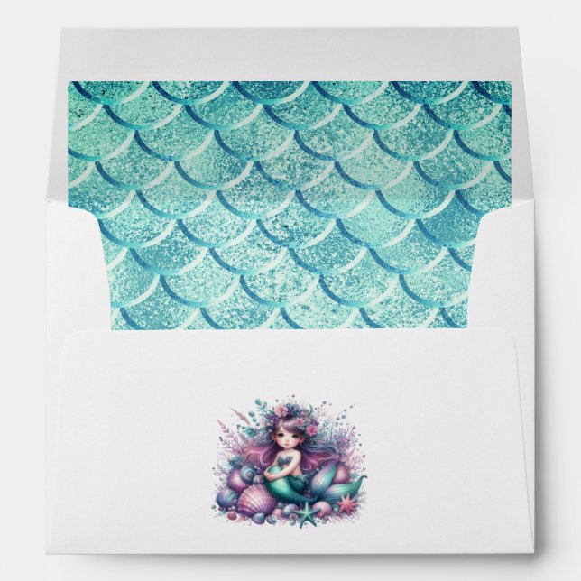 Cute Mermaid Girl Envelope (Back (Bottom))