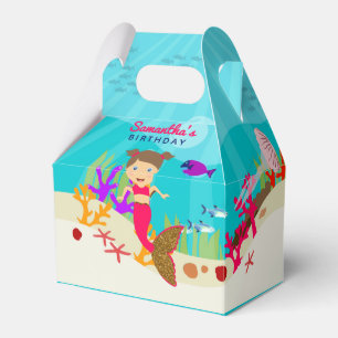 Cute Mermaid Girl in Colourful Ocean Girl Birthday Favour Box