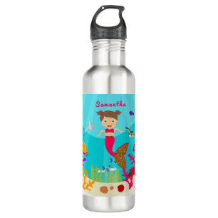 Cute Mermaid Girl in Colourful Ocean School  710 Ml Water Bottle
