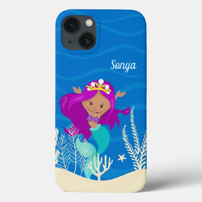 Cute Mermaid Girl Underwater Ocean Custom Kids Case-Mate iPhone Case (Back)