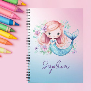 Cute Mermaid Girls Personalized Notebook