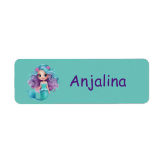 Cute mermaid kids name labels