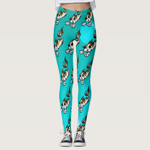 CUTE MERMAID KITTY CAT TURQUOISE LEGGINGS