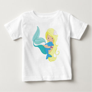 Cute Mermaid, Little Mermaid, Blonde Hair, Dolphin Baby T-Shirt