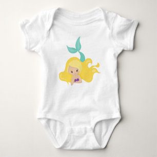 Cute Mermaid, Little Mermaid, Blonde Hair, Shell Baby Bodysuit