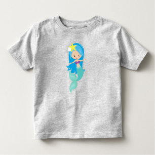 Cute Mermaid, Little Mermaid, Blue Hair, Starfish Toddler T-Shirt