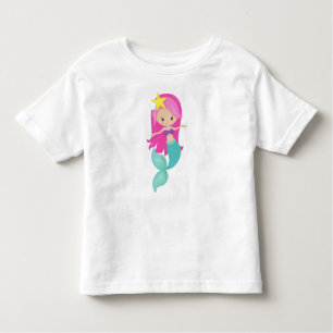 Cute Mermaid, Little Mermaid, Pink Hair, Starfish Toddler T-Shirt