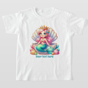 Cute mermaid lovers customisable girls kids T-Shirt