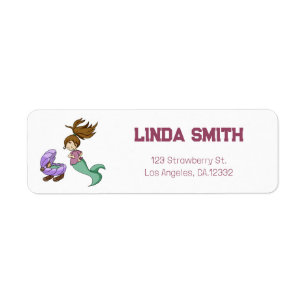 Cute Mermaid New Baby Return Address Label