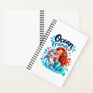 Cute Mermaid Ocean Friends Dolphin Design Notebook