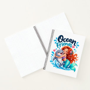 Cute Mermaid Ocean Friends Dolphin Design Notebook