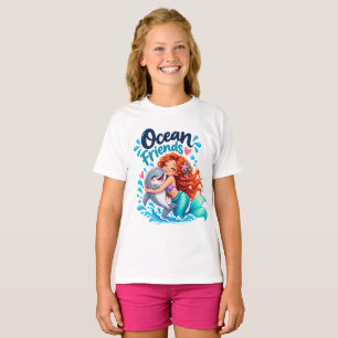 Cute Mermaid Ocean Friends Dolphin Kids T-Shirt