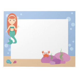 Cute mermaid ocean theme summer girl notepad
