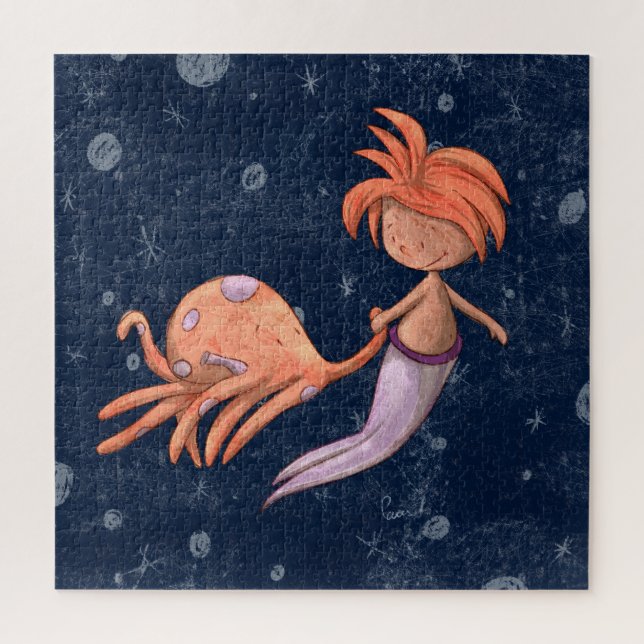 Cute Mermaid Octopus  Jigsaw Puzzle (Vertical)