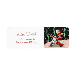 Cute Mermaid on a Scooter Return Address Label
