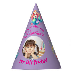 Cute Mermaid Onder-the-sea Photo 1st Birthday Party Hat