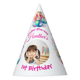 Cute Mermaid Onder-the-sea Photo 1st Birthday Party Hat