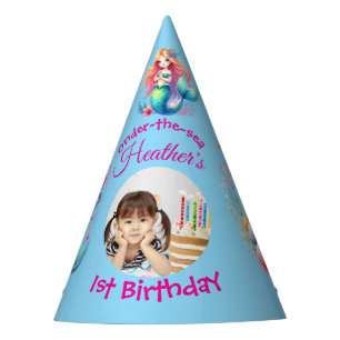 Cute Mermaid Onder-the-sea Photo 1st Birthday Party Hat